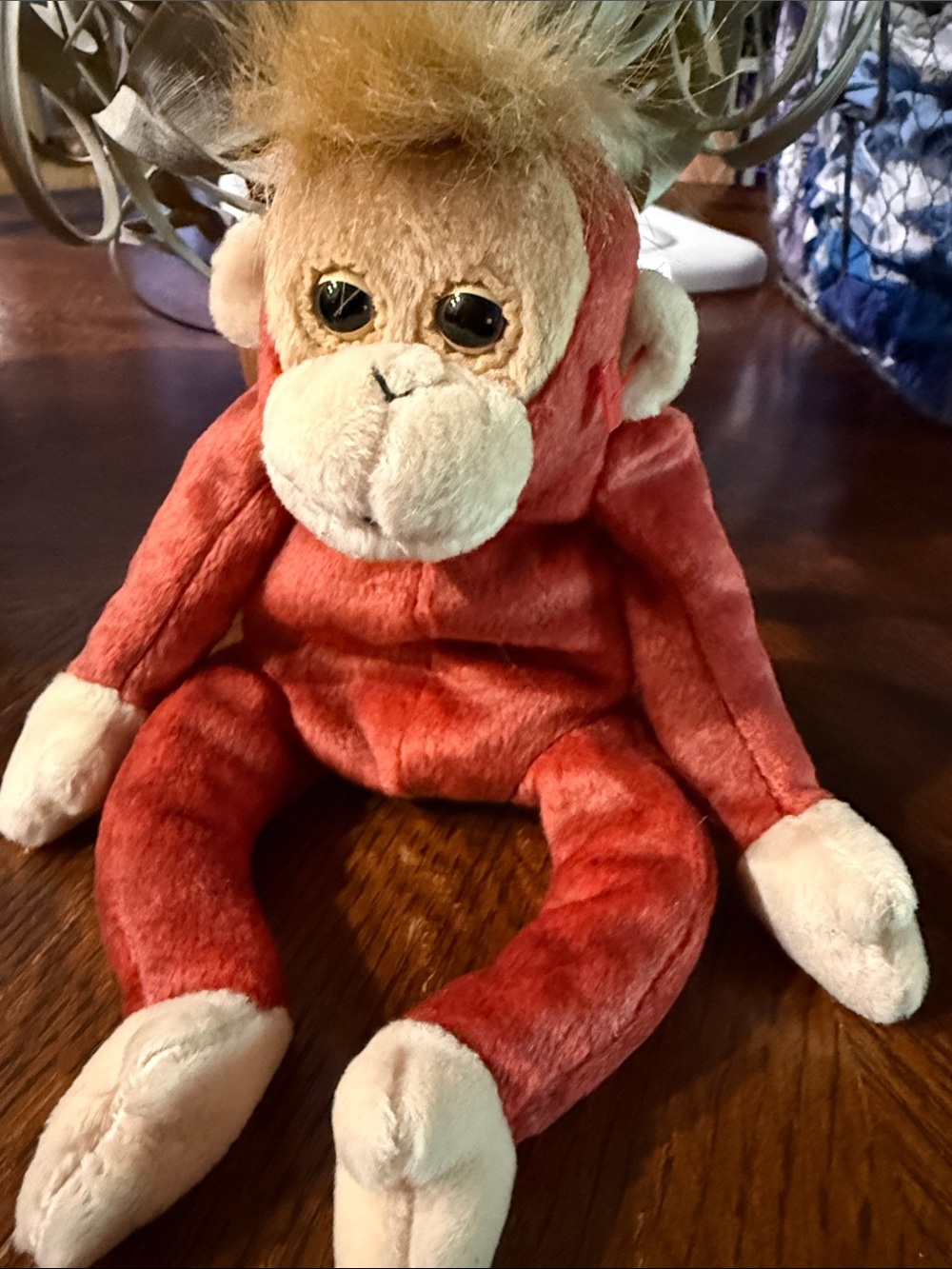 Ty Orange Monkey Plush with Cream Face and Limbs